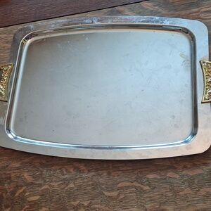 Vintage Kromex 18"  Rectangle Handled Tray MCM in Good Vintage Used Condition
